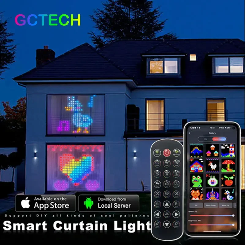 400LEDs Smart Curtain Lights Bluetooth App LED String RGB Fairy Lights DIY Music Change Display for Window Bedroom Decoration