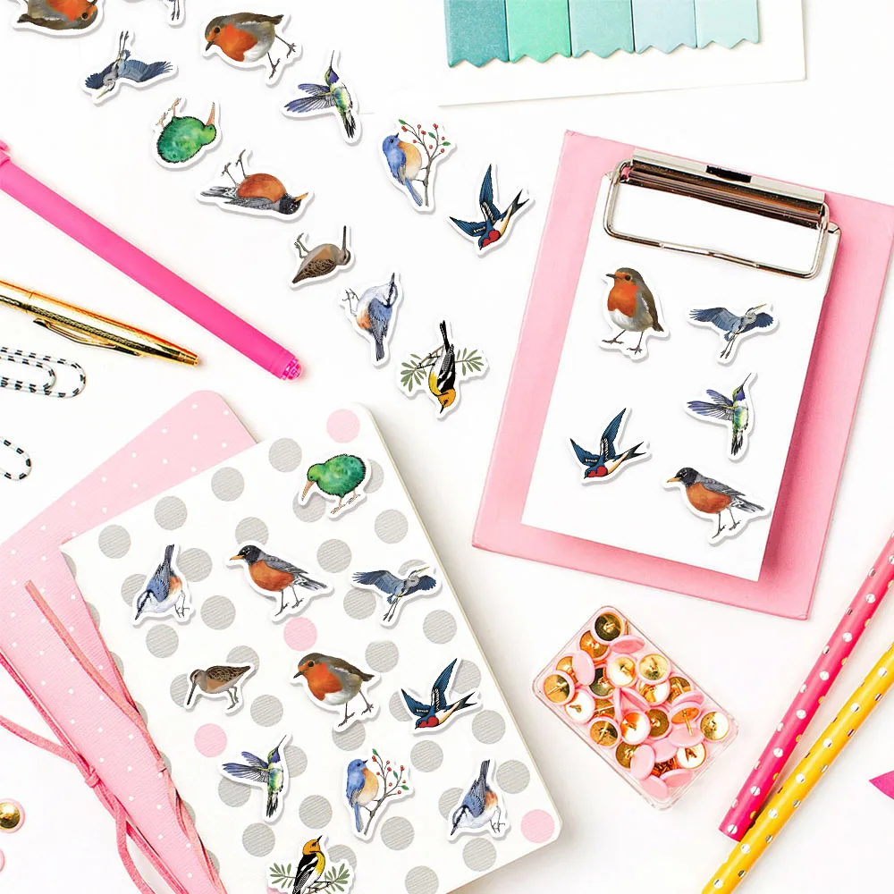 500PCS Ten Different Patterns of Bird Roll Stickers Graffiti Handbooks DIY Luggage Notebook Waterproof Stickers