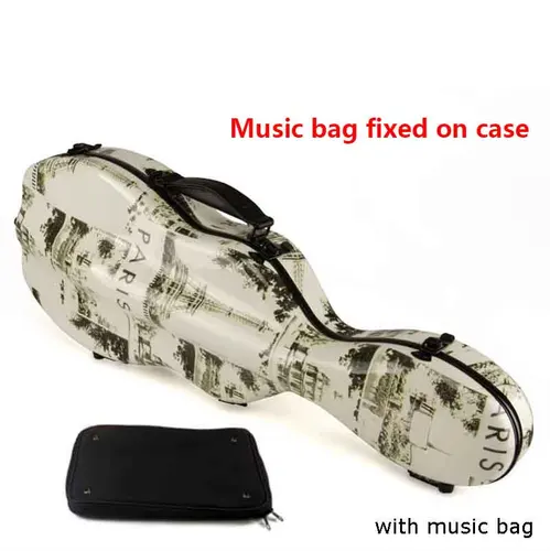 Imagen 2 del producto Estuche para violín de baja impuestos de EE. UU. con bolsa fija 4/4 3/4 1/2 1/4 caja de violín de fibra de carbono doble correa para el hombro bolsa espectral con cerradura