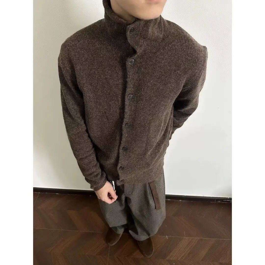 

Fall Winter V-Ne Knitted Cardigan Men's Color Casual Sle Long Sve Sweatirt Soft Polyester Fiber Anti-Stain