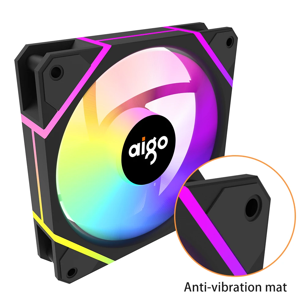 Aigo AM12PRO 컴퓨터 케이스 팬, Ventoinha PC 120mm Rgb 팬 키트, 워터 쿨러 4 핀 PWM CPU 냉각 팬, 3 핀 5v argb 12cm 환풍기