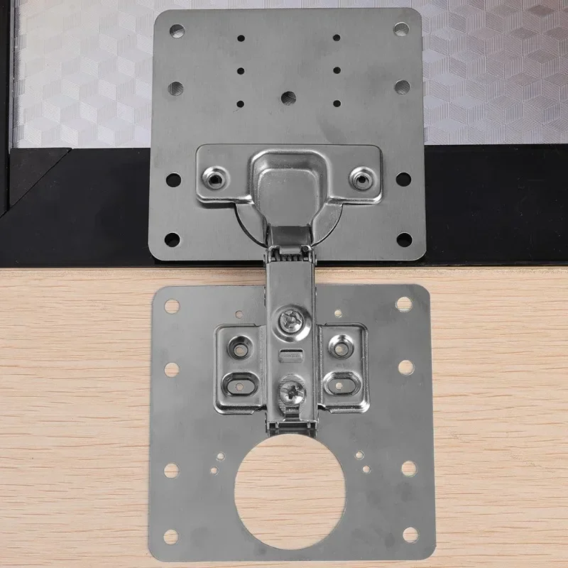 Cabinet Hinge Repair Plate Kit Kitchen Cupboard Door Hinge Mounting Plate With Holes Flat Fixing Brace Brackets Household Tools