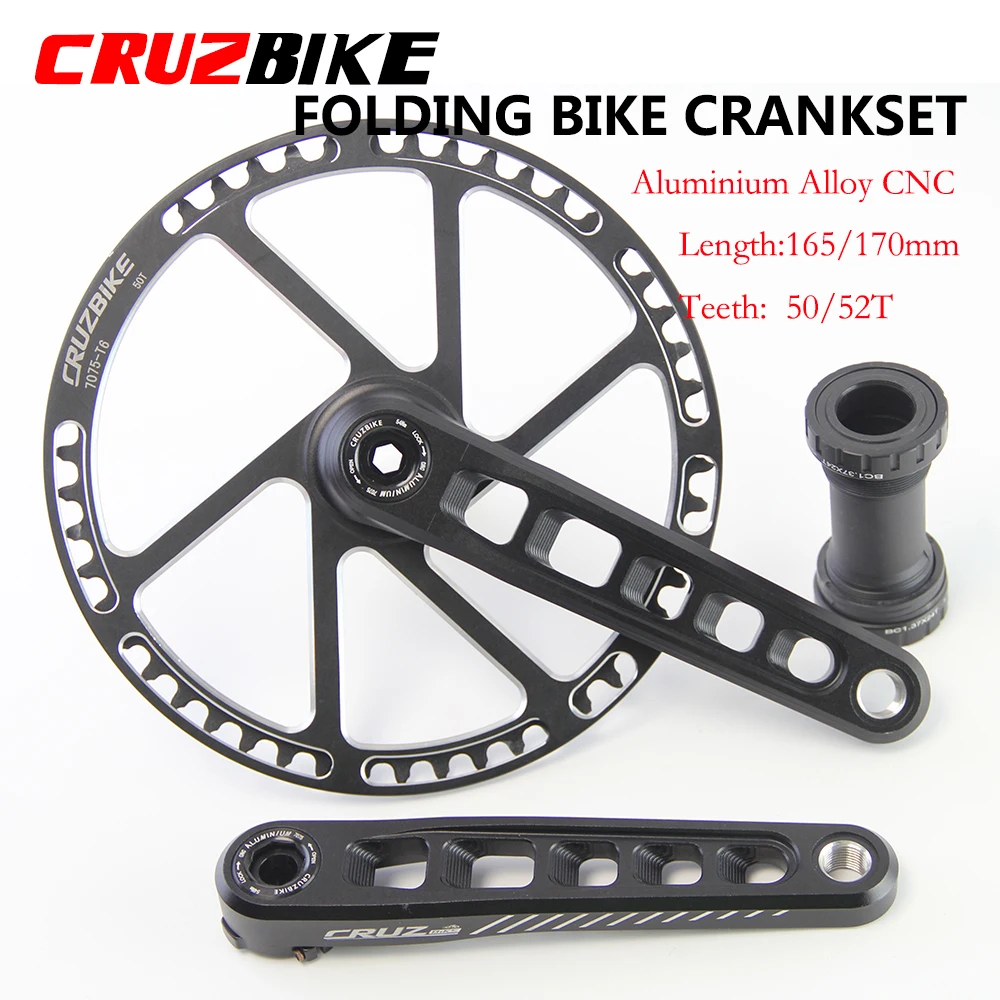 CRUZbike Folding Bike Crankset Ultralight 165/170mm Hollow Tech Crank Aluminum Alloy Bicycle Parts Accessories