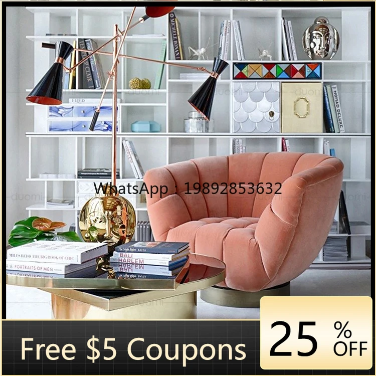 

AB Sales Office Leisure Chair Living Room Fabric Upholstered Home Light Luxury Single Seat Model Room Swivel Chair Sofa Chair