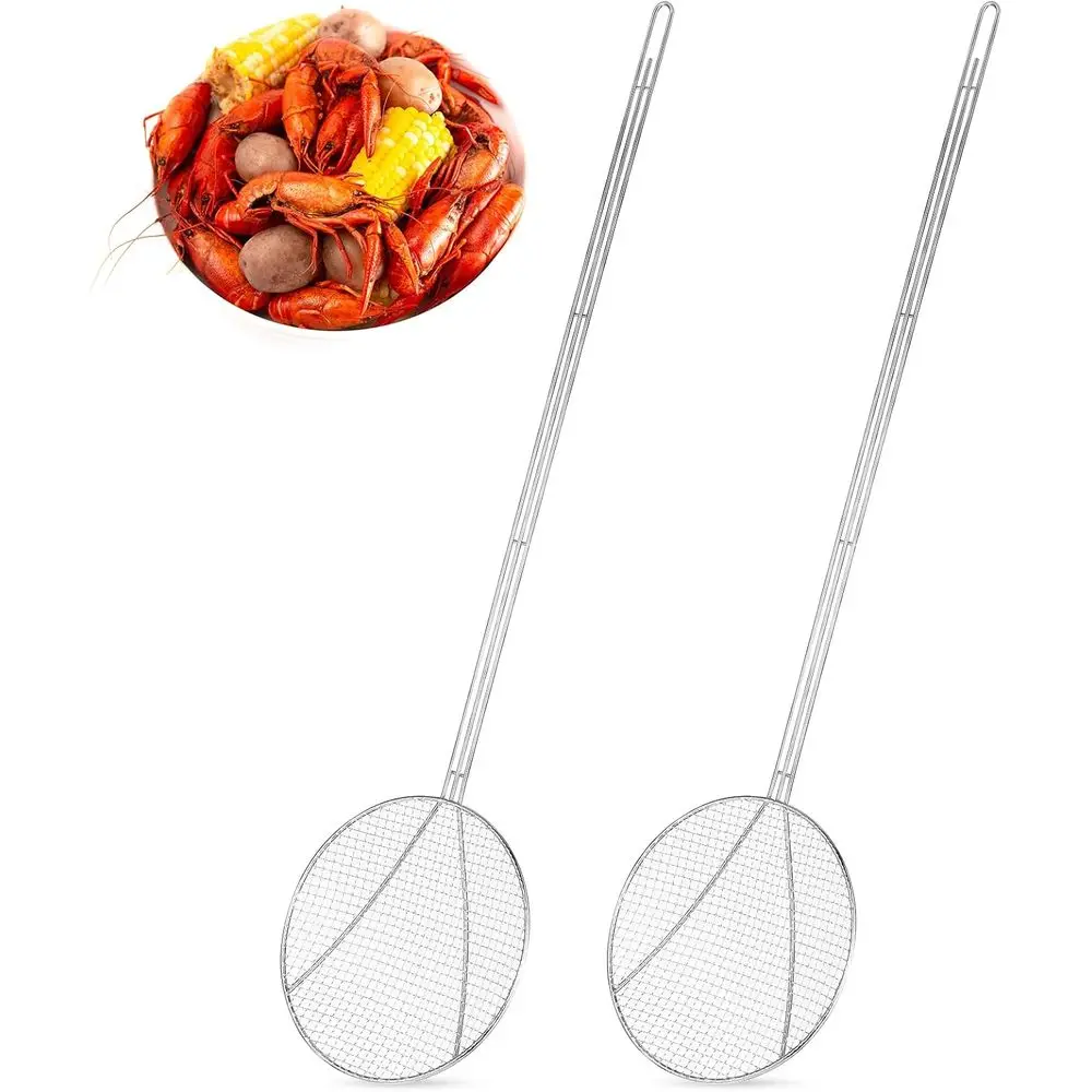 

36-дюймовый круглый шумовка из нержавеющей стали с длинной ручкой для кухни, приготовления пищи и процеживания