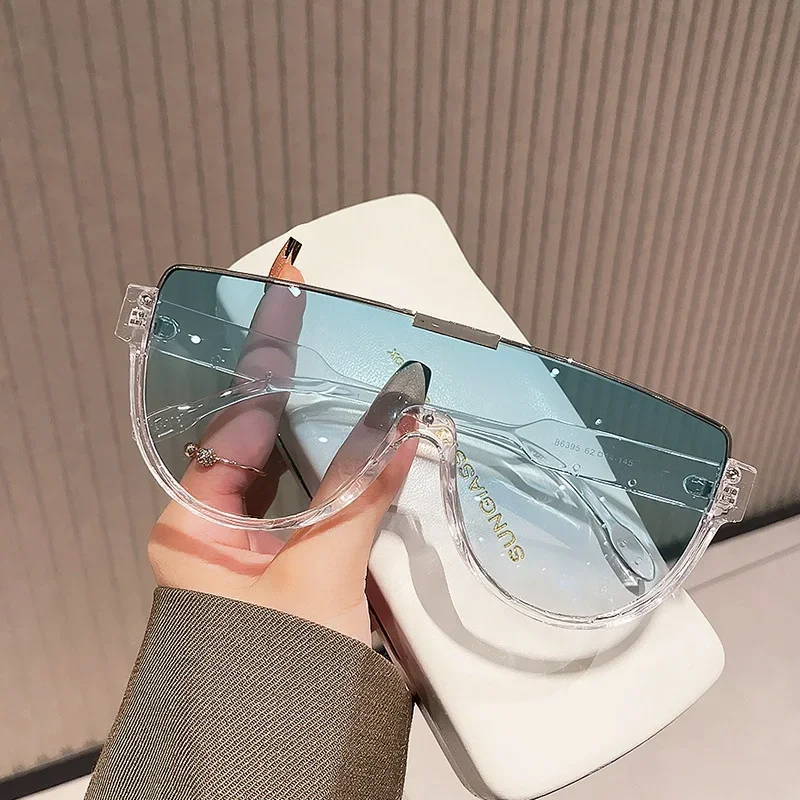 نظارات شمسية خارجية شبه دائرية بتصميم عتيق بنصف إطار نظارات شمسية كبيرة الحجم بظلال نظارات واحدة للنساء والرجال