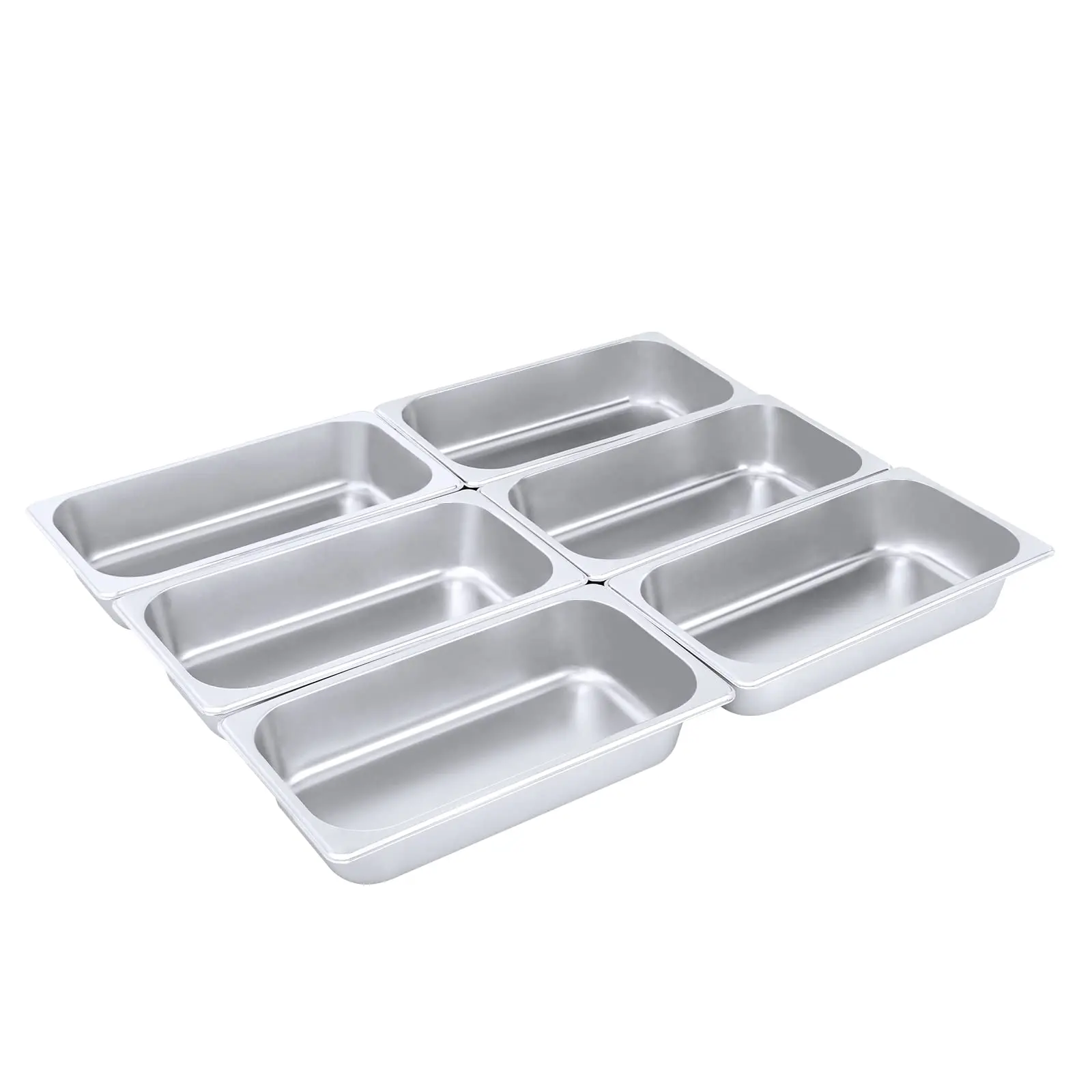 

DYNAMI, 6 упаковок, 1/3, размер x 2,5 дюйма, настольные сковороды, коммерческие сковороды для отелей из нержавеющей стали, сковорода для общественного питания для подогрева еды