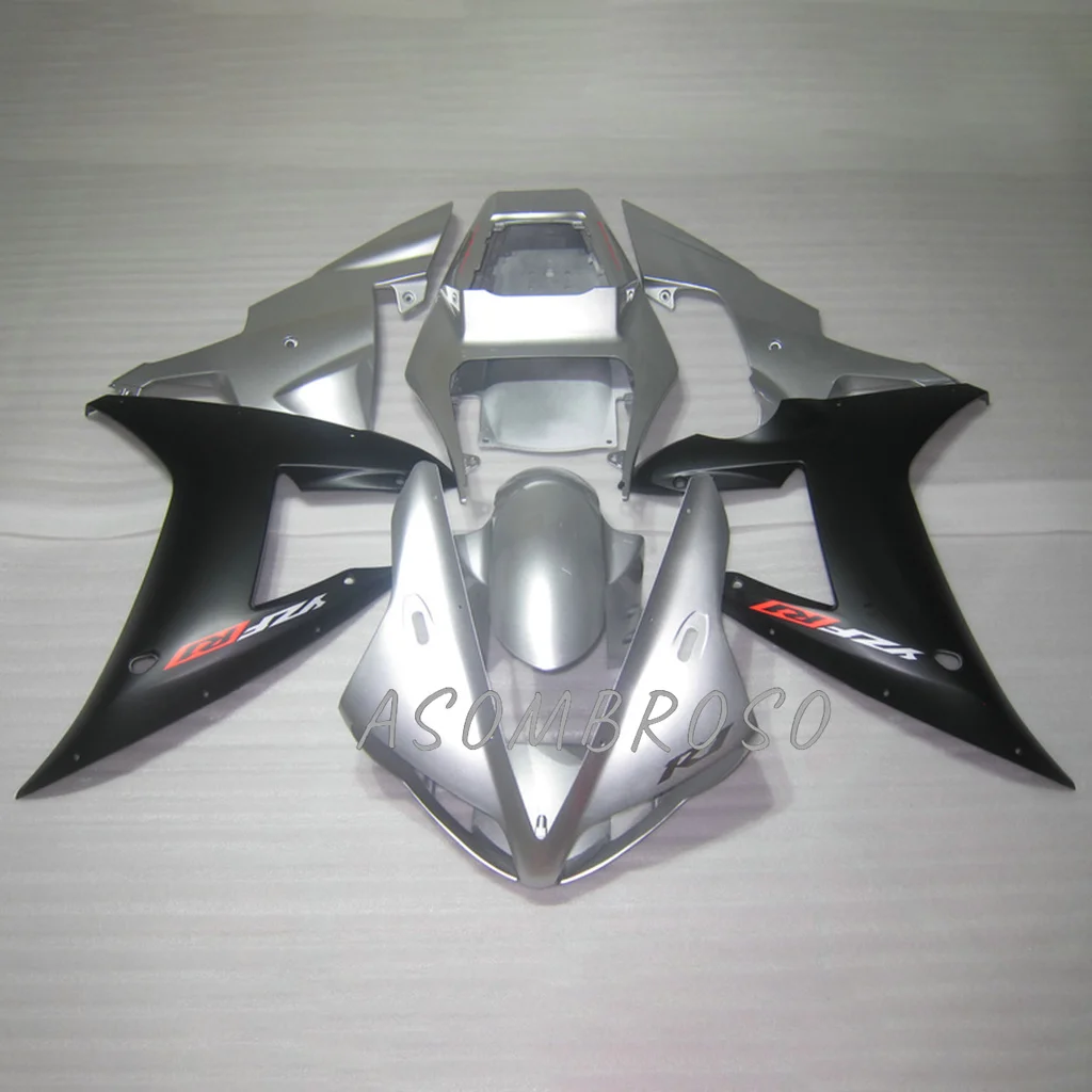 Motorcycle Body For YAMAHA R1 2002 2003 YZF-1000 YZF   Fairings Shell YZF R1 02 03 2002 2003 Silver black Fairing Kit