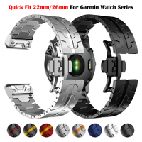 22mm 26mm Quick Fit Stianless Steel Strap For Garmin Fenix 8 47mm/Fenix E/Fenix 6 Pro/6/7/7 Pro/5/5 Plus Smart Watch Metal Band