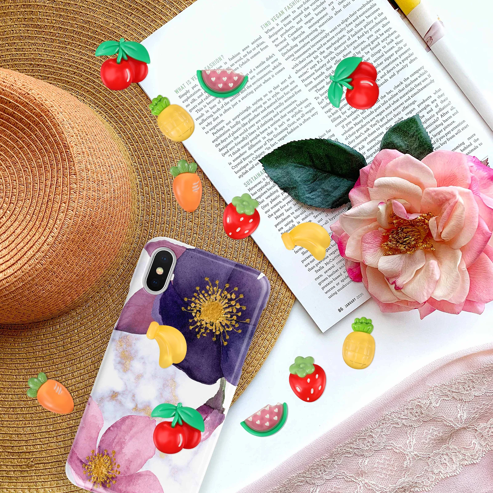 100 Stuks Fruit Charms Hars Plaksteen Kralen voor Sieraden Maken Nail Art Scrapbooking Haaraccessoires DIY Benodigdheden