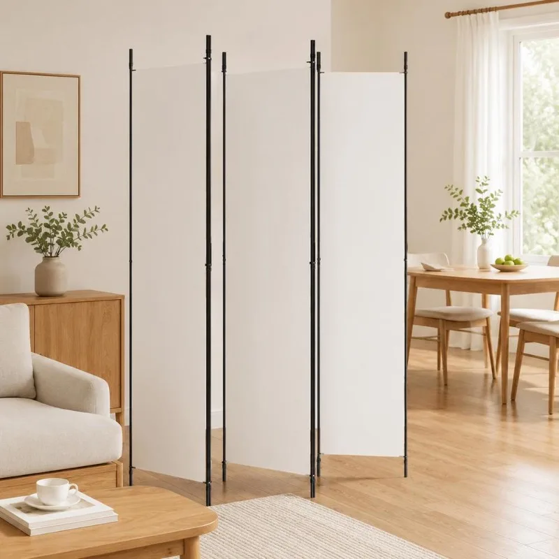 Paravent Cloison de séparation à cinq panneaux en tissu respirant 250 x 220 cm, design pliable classique pour l'intimité privée, chambre, salon, studio, mur décoratif, gain de place pour appartement, petits séparateurs de pièce