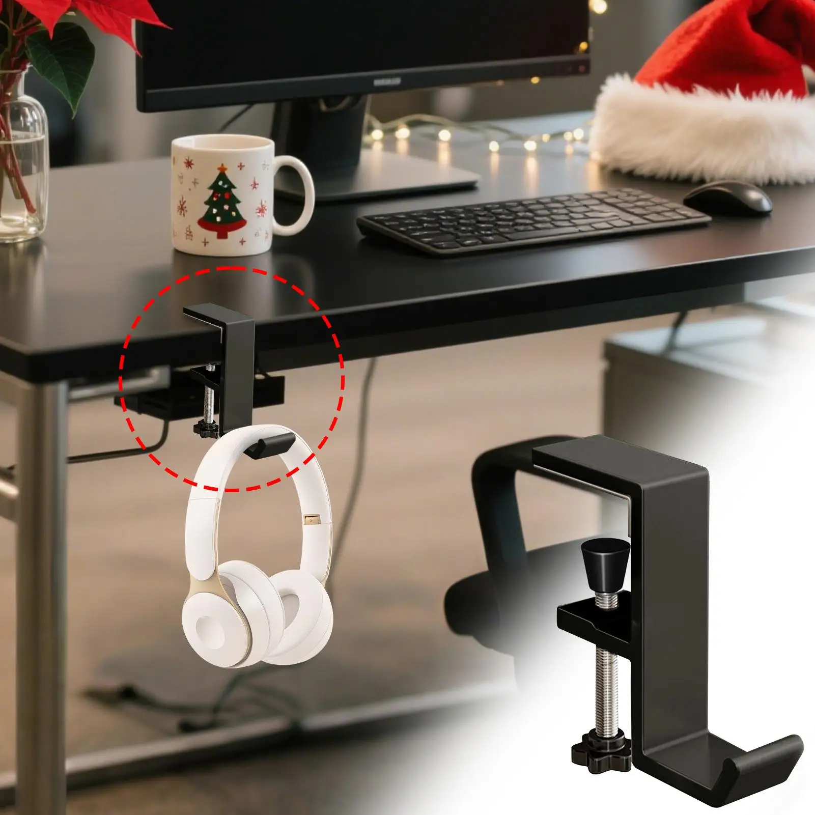 Picture 5: Portable Hanging Bag Hook Student Desk Side Hanging bag Artifact Removable mobile Handbag Holders Multi-functional Table Hook