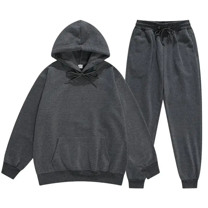 Men\'s And Women\'s Solid Color Long Sleeves Two Pieces Set hooded Sweatshirt Suit Men Woman Sportswear Hoodie  + Pants