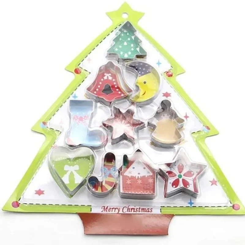 6/10 Teile/satz Weihnachten Ausstechformen Edelstahl Weihnachtsbaum Stern Haus Glocken Schneeflocke Backen Kuchen Keks Fondant Form