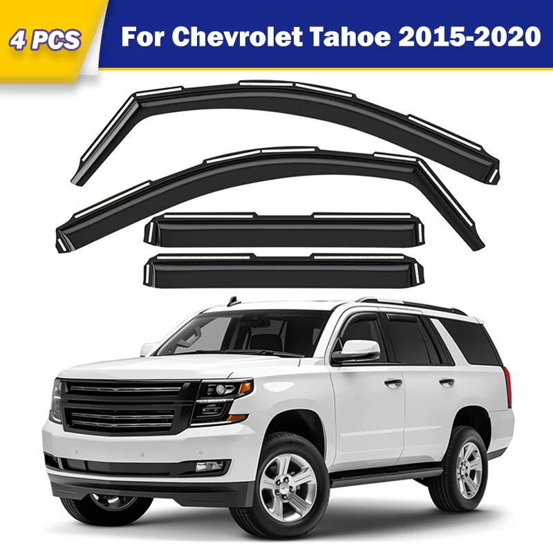 

4PCS Car Rain Guards Window Visors for Chevrolet Tahoe 2015 2016 2017 2018 2019 2020 Wind Deflectors Vent Shades Auto Parts