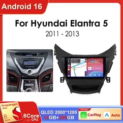 Android 16 Carplay Auto For Hyundai Elantra 5 JK GD MD UD 2011 - 2013 Qualcomm Car Radio Multimedia Video Player Navigation GPS