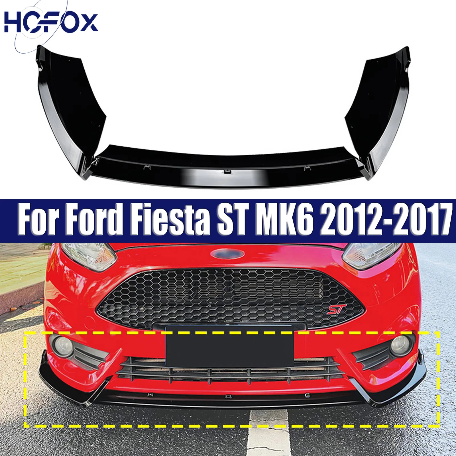 

For Ford Fiesta ST MK6 2012-2017 Auto Parts Car Front Bumper Lip Splitter Body Kits Accessories