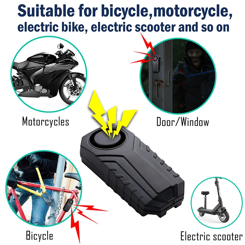 ONMYST Bicycle Vibration Alarm IP55 Waterproof Motorcycle Alarm Remote Control Wireless Anti-theft Bike Detector Alarm Device