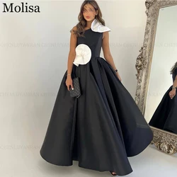 MOLISA Elegant Black White Satin Party Evening Gowns 2024 A-Line One Shoulder Prom Dress Formal Occasion Dresses فساتين الحفلات