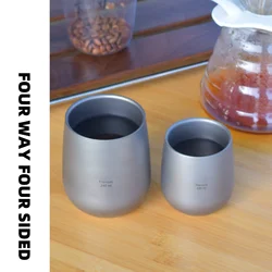 120ml/240ml Pure Titanium Double-layer Water Cup Insulated Outdoor Portable Cup Ultra Light Camping Picnic Frosted Titanium Cup