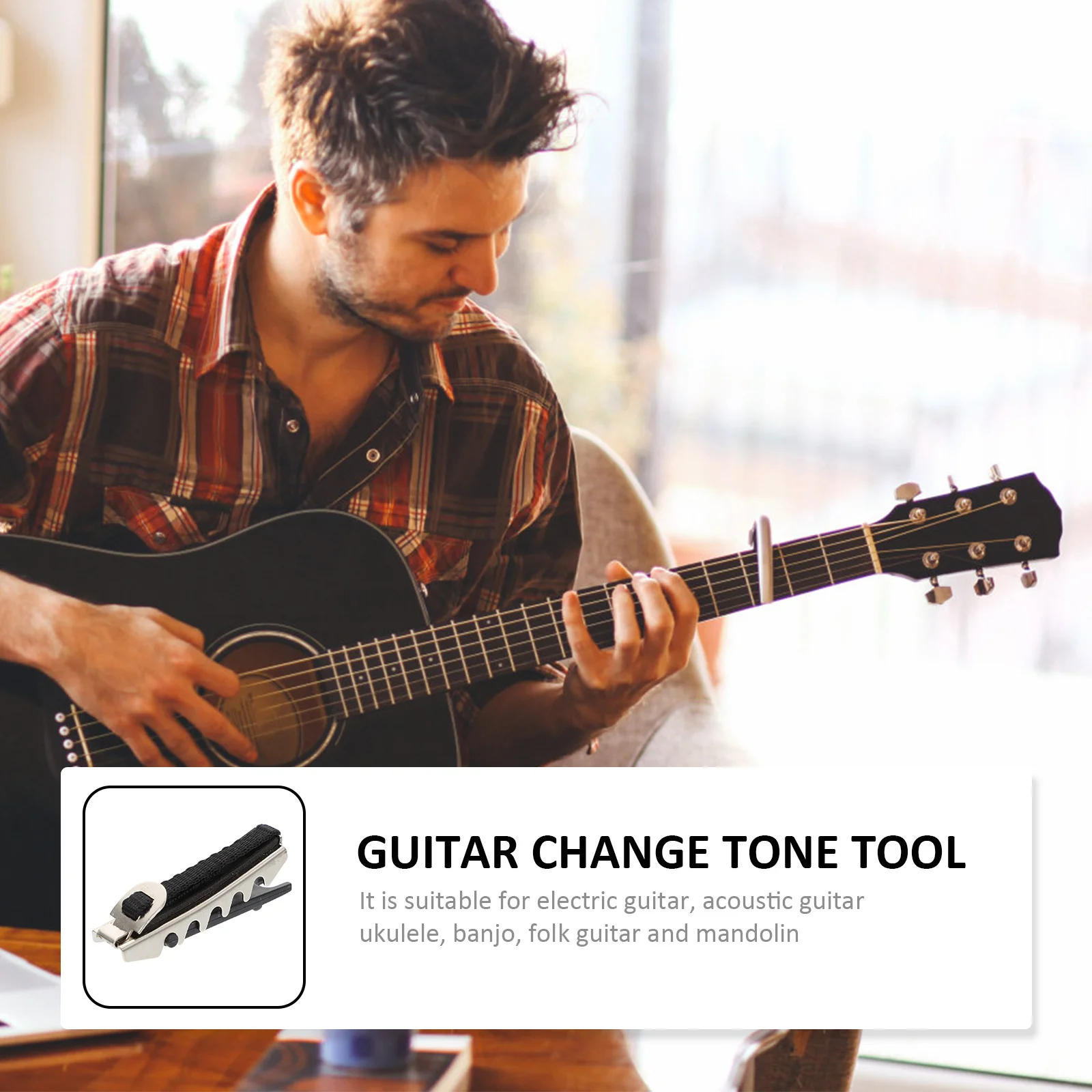 

Guitar Capo Black Plastic Clip-On Tuner For Electric Acoustic Guitar Ukulele Banjo Mandolin Quick Release Durable Tune Changing