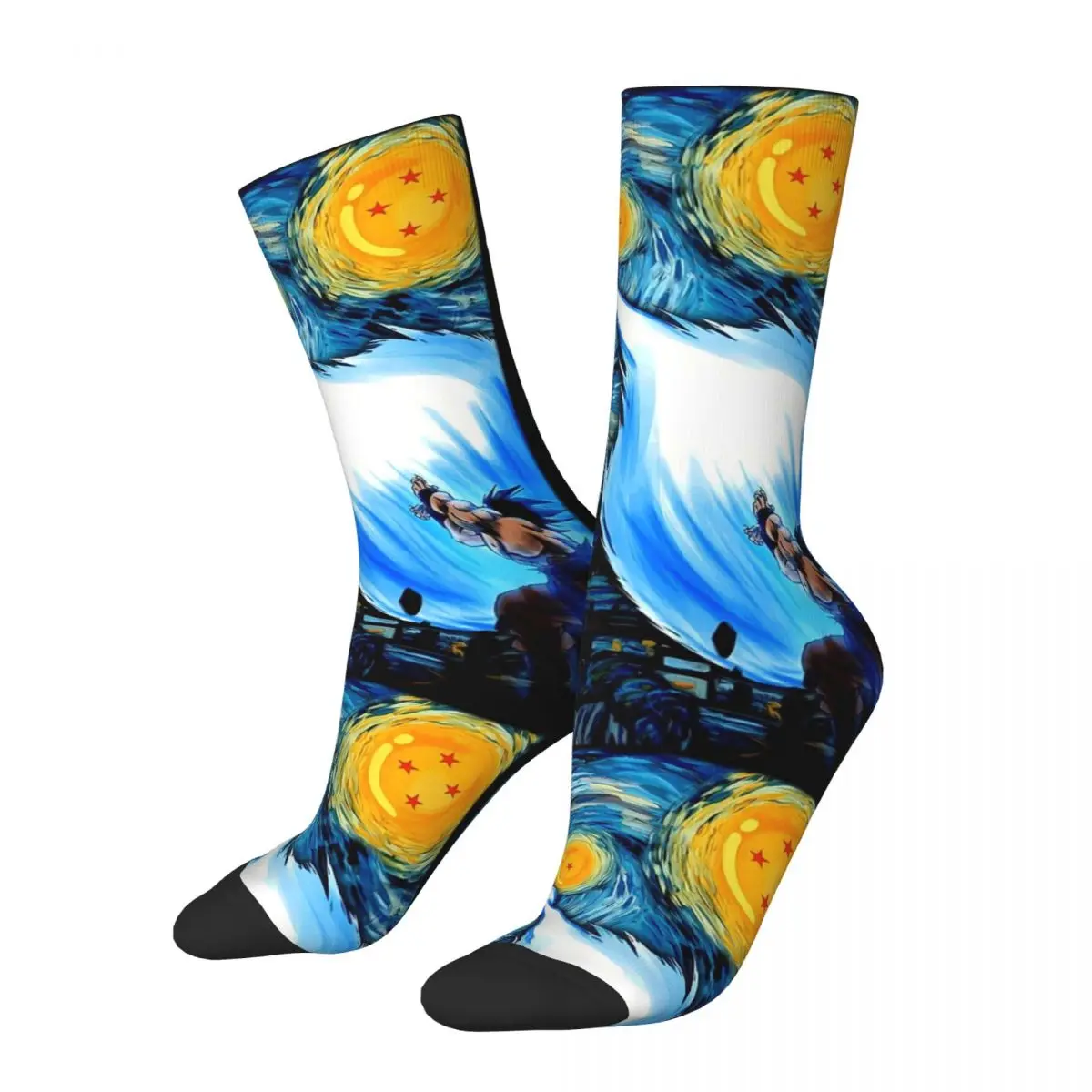 Goku Vs Vegeta Drag On Ball Z Starry Night Socks Harajuku Stockings All Season Long Socks for Man\'s Woman\'s Christmas Gifts