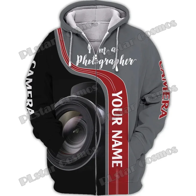 

2025 yiyi Custom Name Camera Pattern Design Photographer 3D Printed Fashion Men's Up Hoodies Autumn Unisex Casual Zip Pullov