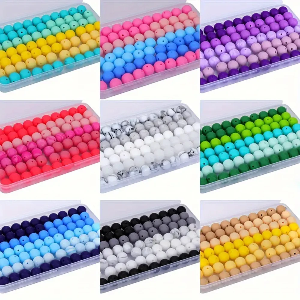 40/80PCS 15mm silicone bead combination set, perfect for DIY handmade crafts such as keychains, necklaces, bracelets, etc