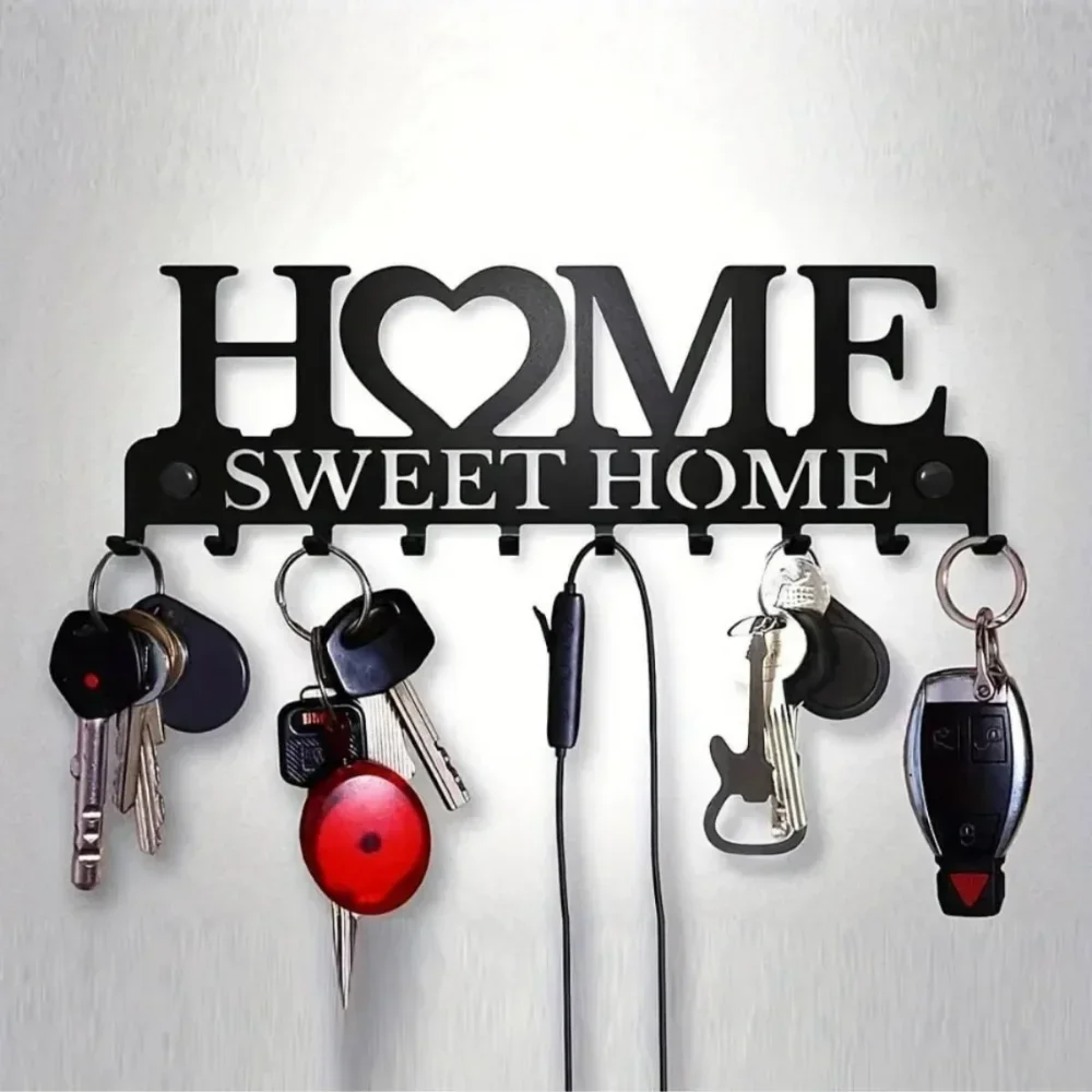 Stylish 1pc Wall Mounted Sweet Home Key Holder: Keep Your Keys Organized with This Creative Front Door Key Wall Hook