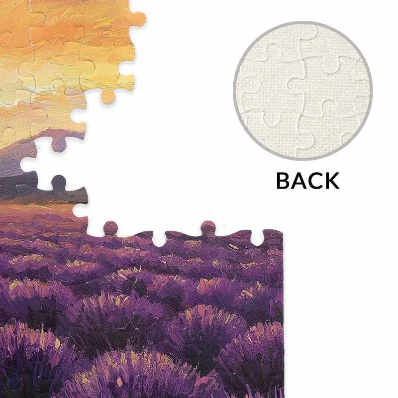 Quebra-cabeça de 500 peças para adultos - campo de lavanda, céu do pôr do sol, quebra-cabeça com padrão de paisagem colorida