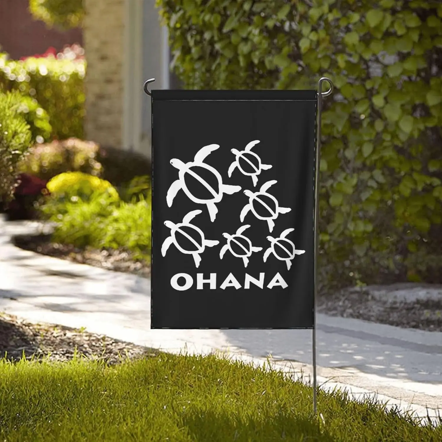 Ohana Honu Hawaiian Sea Turtle Garden Flag 12x18 Inch Double Sided Small Flags for Outside Yard Outdoor Decor Wall Banner MM UUX