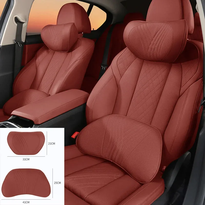 

New Car Seat Leather Headrest Lumbar Pad Vehicle Supplies Head Neck Rest Relax Pillow Cushion Pad Novelty Auto Accessories