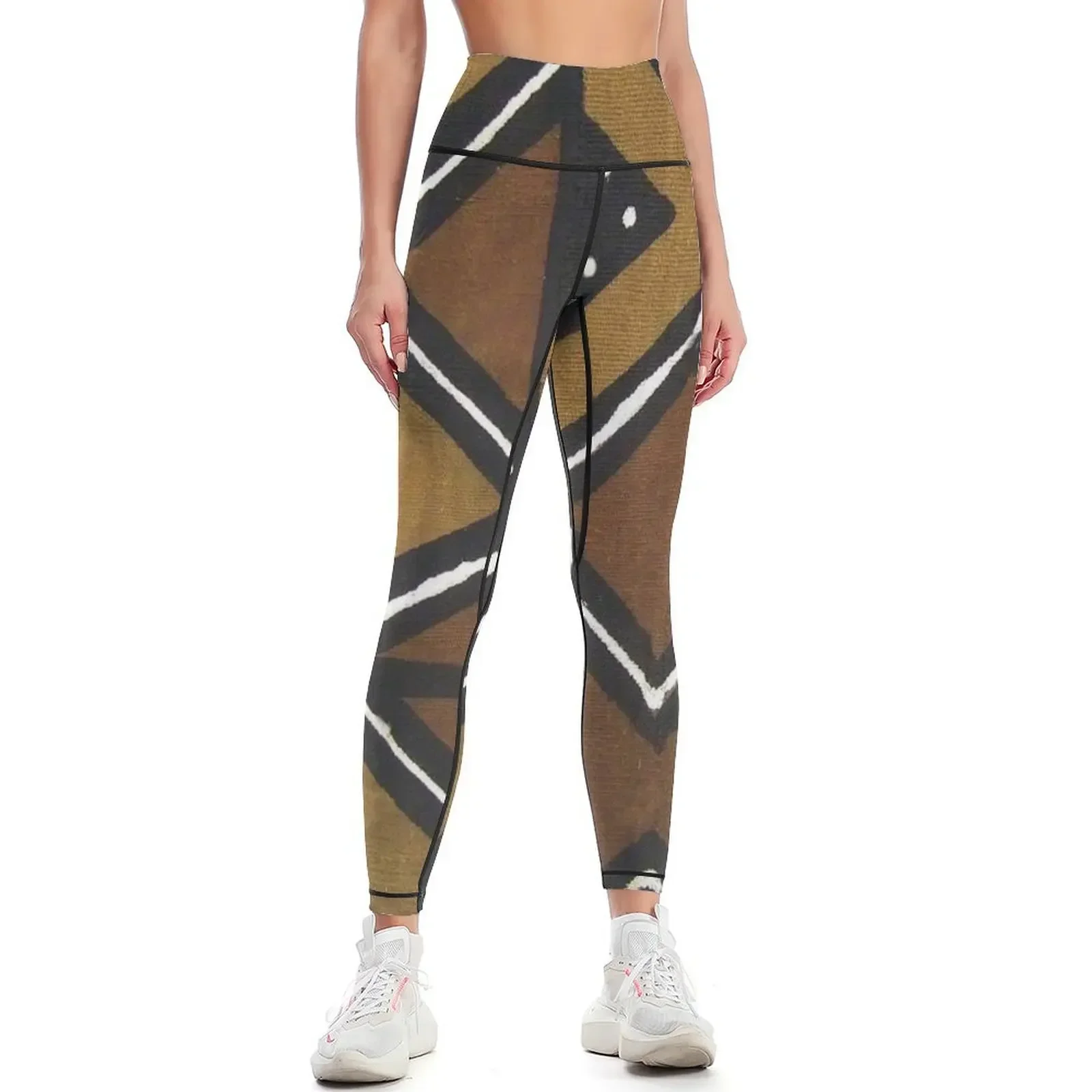 African Pattern - African Mudcloth Design Leggings gym's clothing gym womans active wear harem pants Womens Leggings