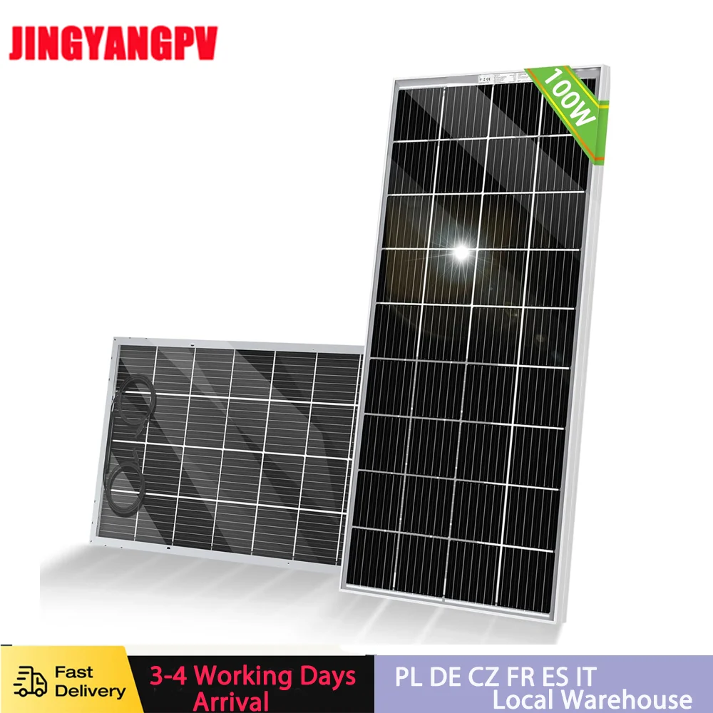 Bifacial Transparent Solar Panels, Monocrystalline Solar Cell, 12V Battery Charge System Kit, 100W, 200W, 18V