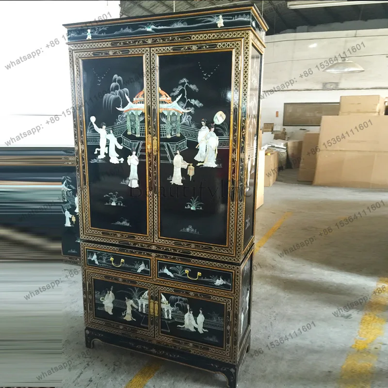 

Solid wood shell wardrobe classical furniture storage cabinet piano lacquered furniture