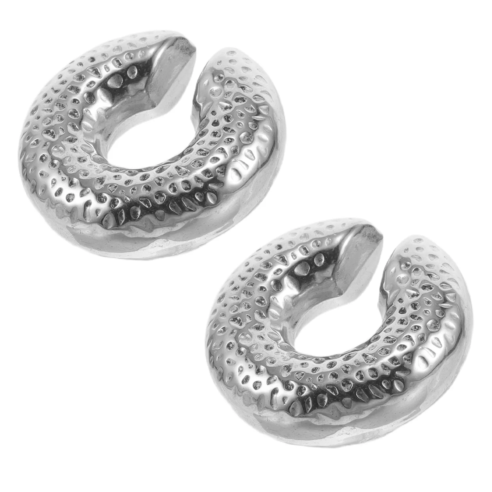 

2 пары титановых стальных клипс-серьг: массивные текстурированные круглые серьги-каффы для хряща уха, для вечеринок, фестивалей, офиса, повседневной носки, без прокола