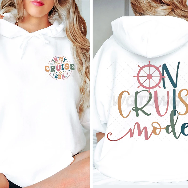 

"On Cruise Mode" Sweatshirt Vintage Letter "In My Cruise Era" Hoodies Women Men Long Sleeve Tourist Cruise Gifts Hoodie