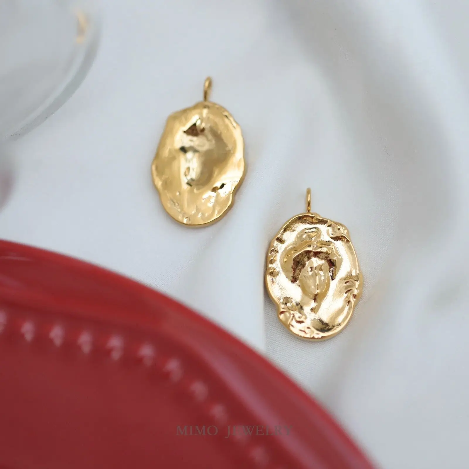 Vintage Style Oval Relief Noblewoman Charms Pendant Supplies DIY Hand Stainless Steel Gold Plated Accessories 15X24mm