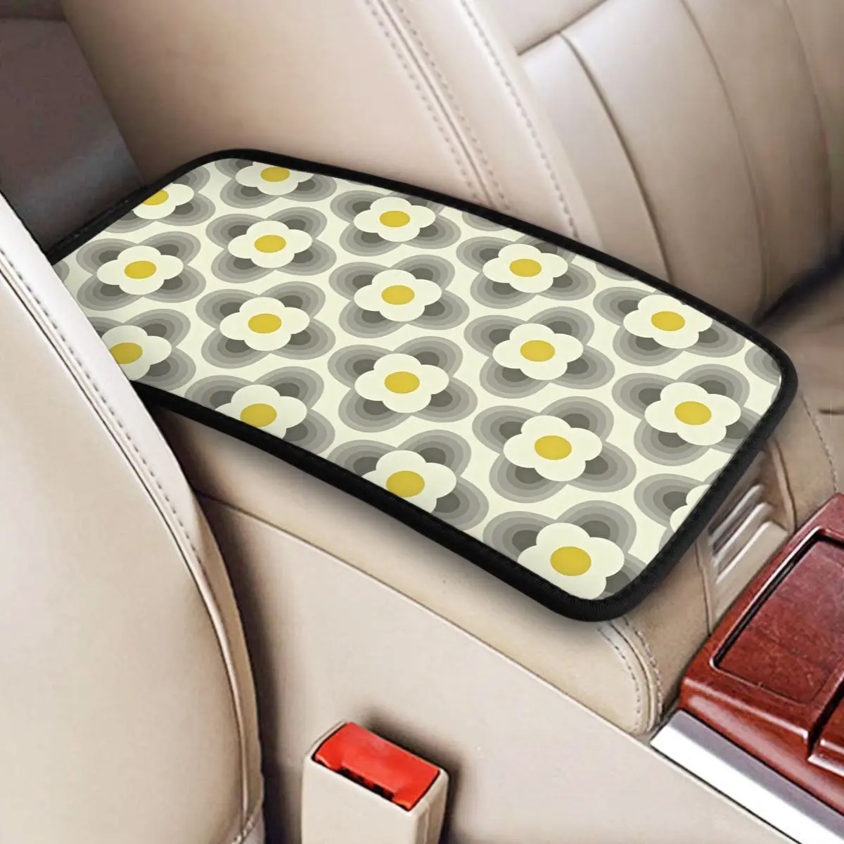 Scandinavian Flowers Orla Kiely Car Armrest Cover Mat Non-Slip Center Console Pad Storage Box Protector Cushion Pad Accessories