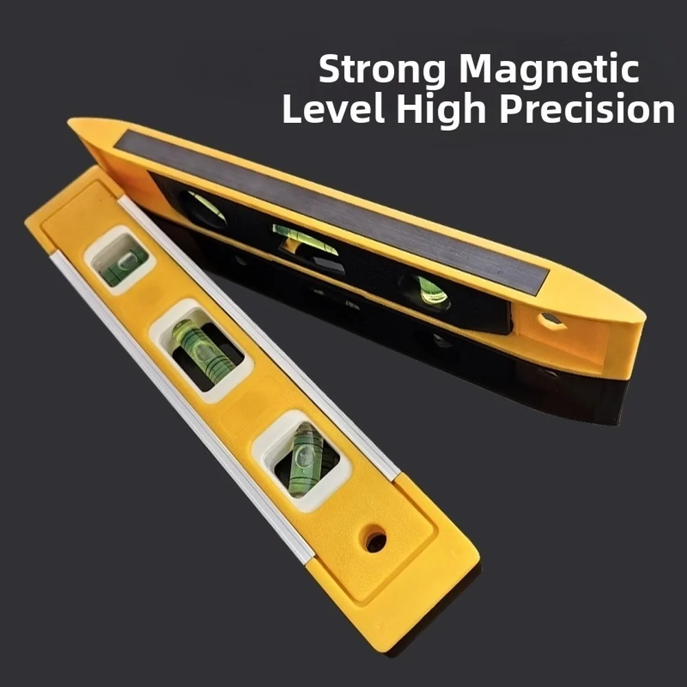 1pcs Level Ruler 23cm Aluminum Body Strong Magnet Base With 3 Large Triple Bubble Vials For Woodworking Door/window Installation