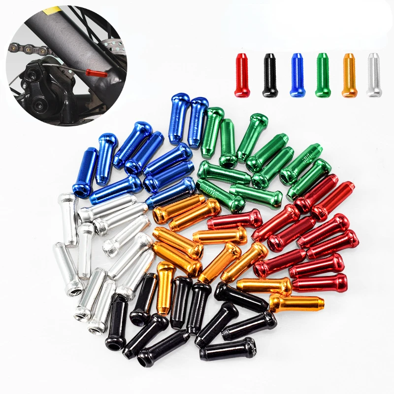 30/50/100Pcs Multiple Colors Aluminum Alloy Bicycle Brake Shifter Inner Cable Tips Wire End Cap Cable Line Core Cap Cover Gear