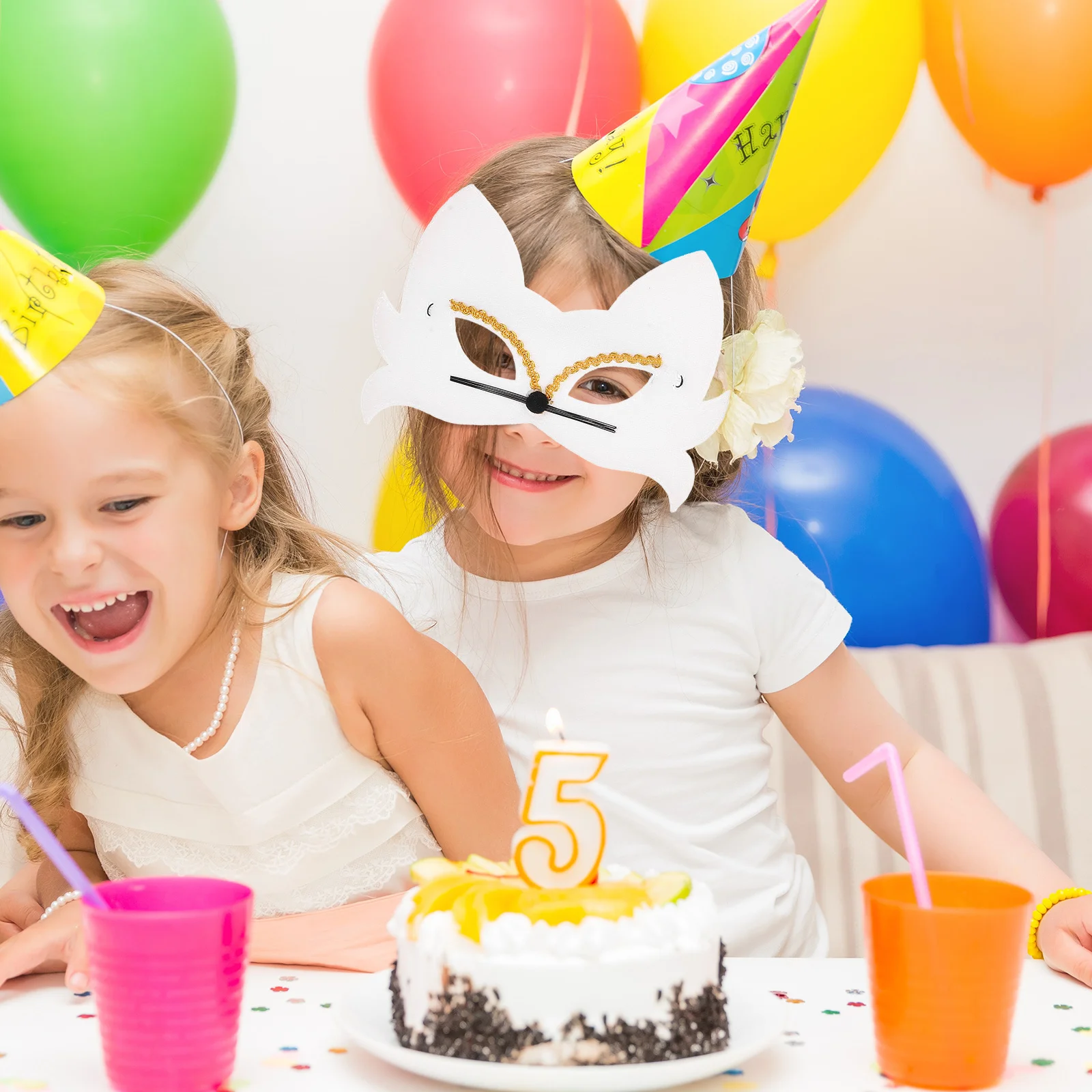 

2Pcs Cat Masks Animal Face Mask Halloween Costume Party Women Cosplay Lightweight Comfortable Cat Mask for Party