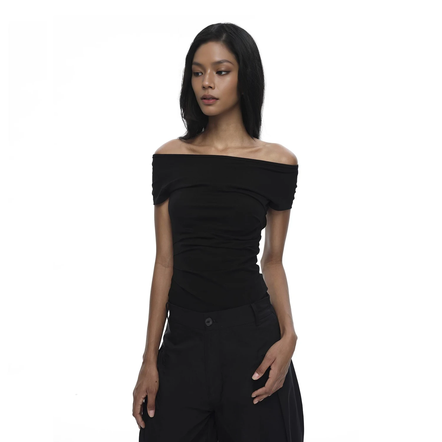 تي شيرت C-GEM-Women بدون أكتاف بدون ظهر - تصميم بسيط، مقاس نحيف، مقاس خصر، قميص علوي متعدد الاستخدامات بأكمام قصيرة