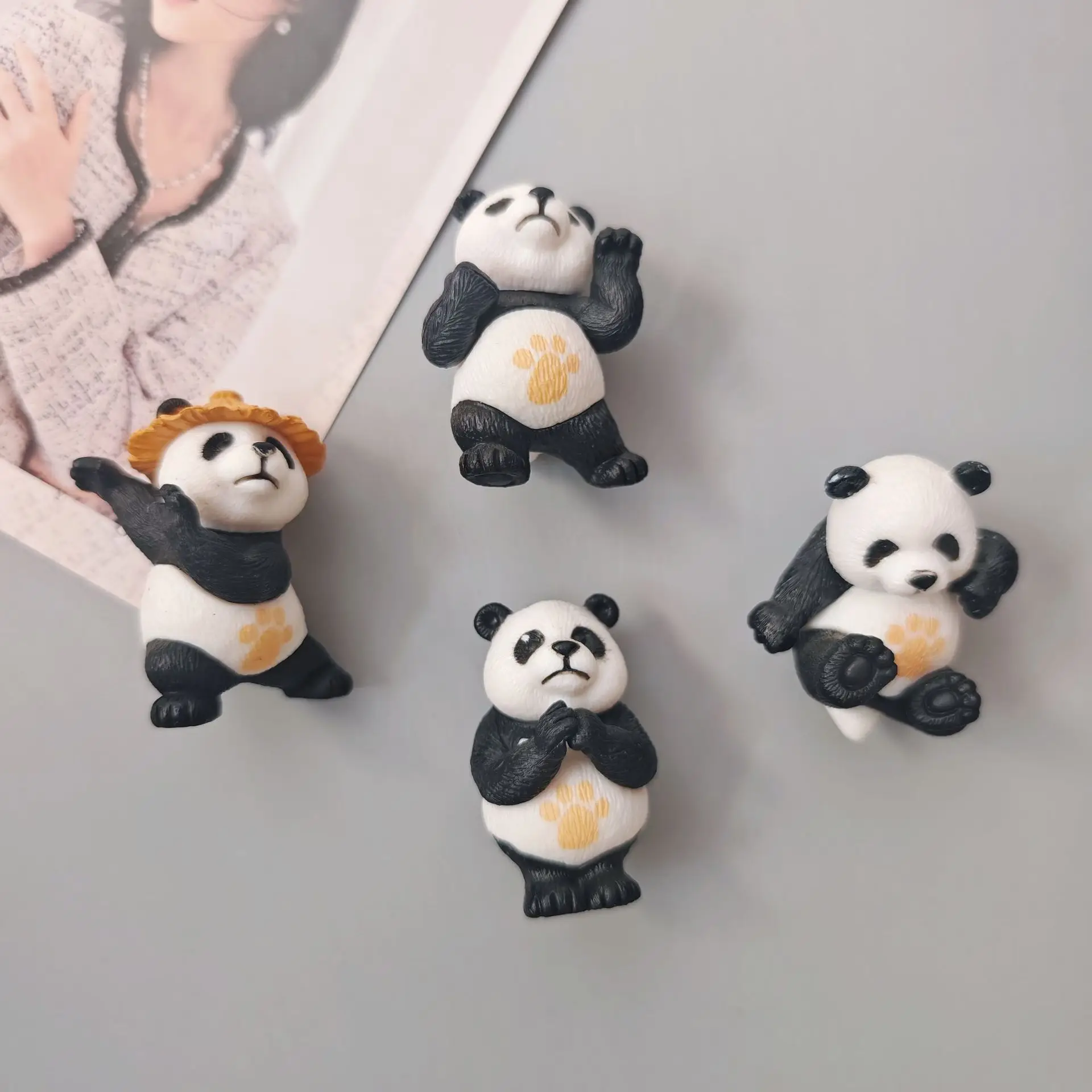 Cartoon 3D Martial Arts Panda Magnet Fridge Magnet Chengdu Cultural Tourism Souvenir Magnetic Note Holder Magnet Fridge