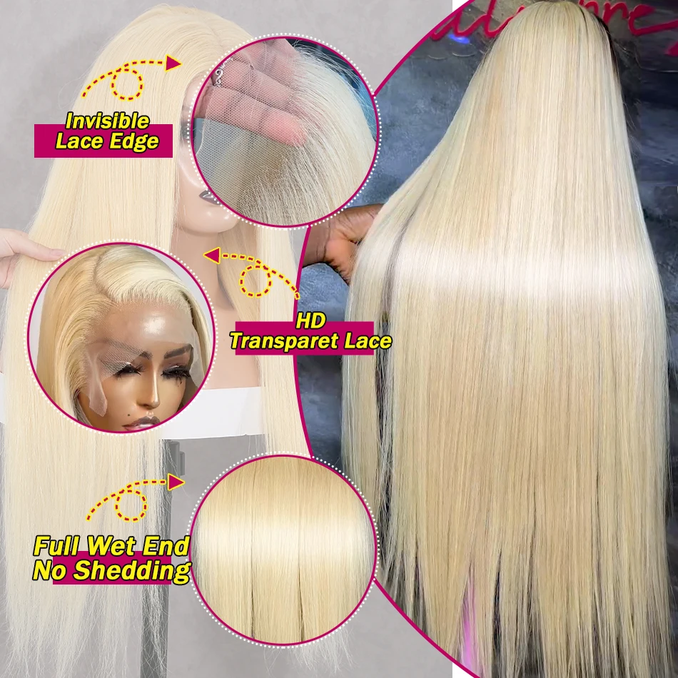 613 blonde gerade Spitze Front Perücke Menschenhaar 13x6 transparente Spitze Frontal Perücke vor gezupft für Frauen 13x4 Spitze Front Perücke