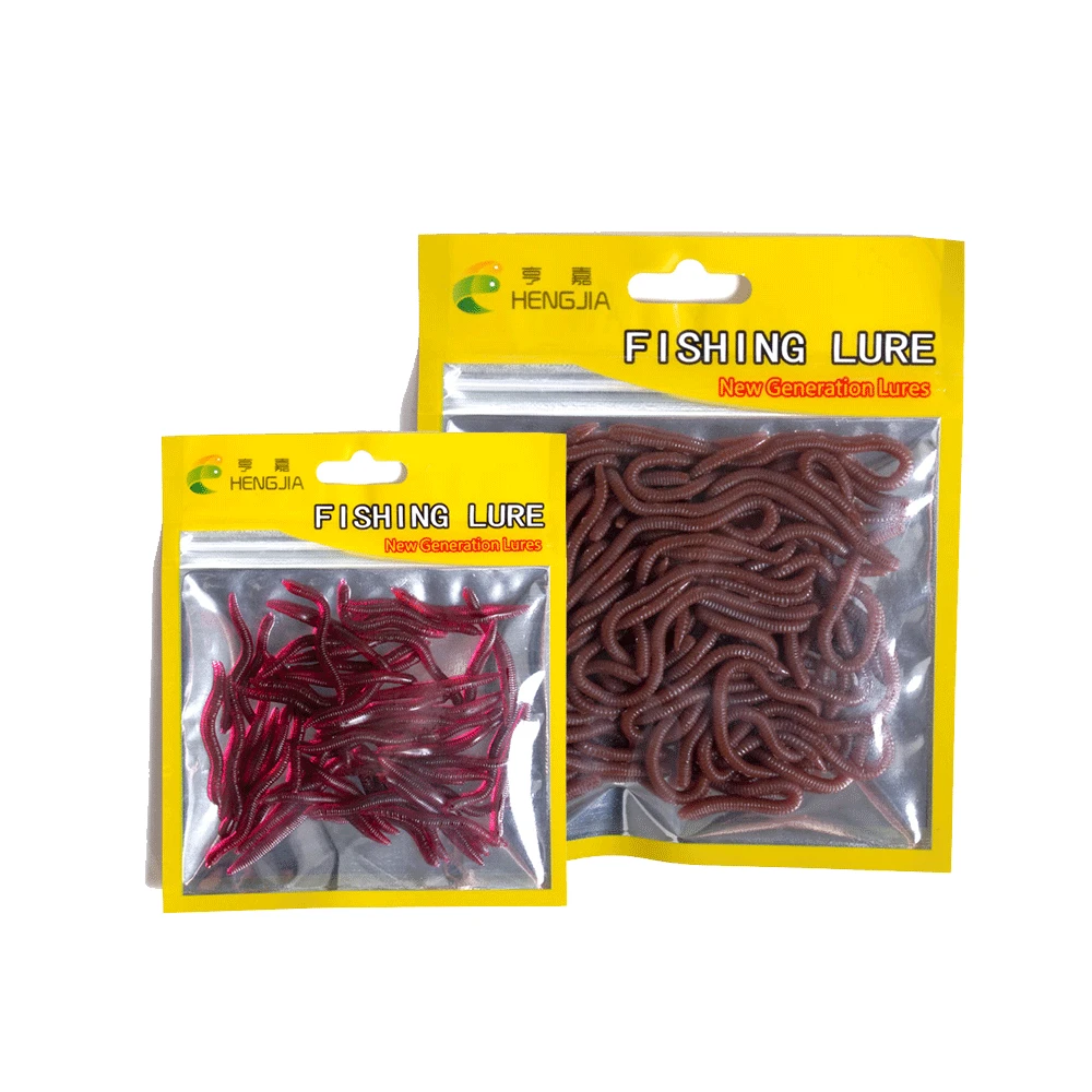 50pcs Worms Lures Crankbait Fishy Red 4/8cm Soft Bait Simulation Earthworm Groundbait for Fishing Lure Artificial Silicone Pesca