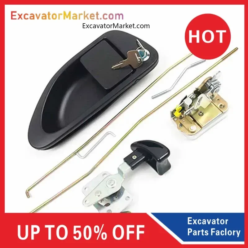 

For excavator Excavator Door Lock Assembly Lock Cylinder Inner Handle Outer Handle for Hyundai 9 R215 225 265-9 Hook