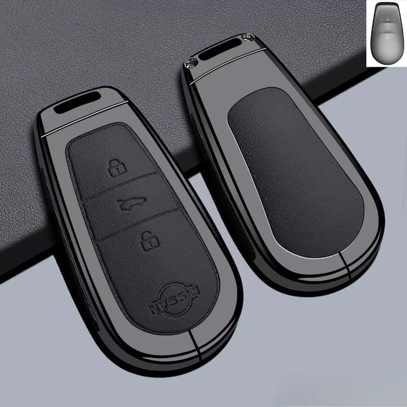 Zinc Alloy Key Fob Cover for 2026 Nissan N6/N7, Heavy Duty Metal Protective Case Shell with Keychain, Anti-Drop & Scratch Proof