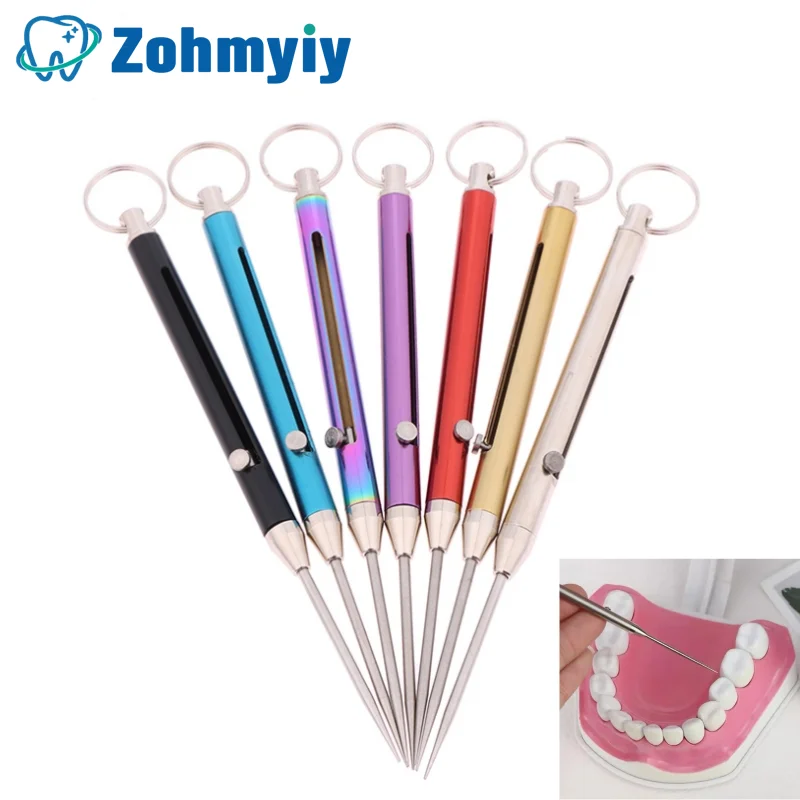 1pcs Titanium Alloy Telescopic Toothpick Keychain Pendant Gift Fruit Fork Camping Toothpick Holder Unpacking Tool