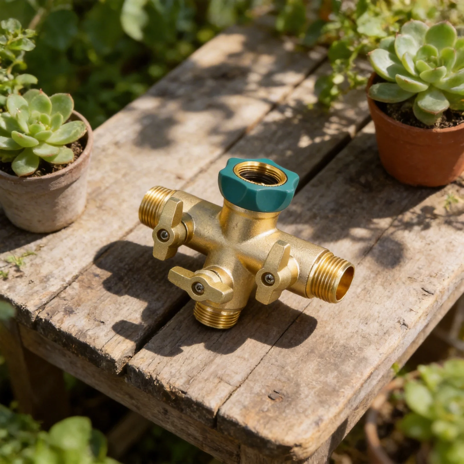 3-Way Brass Hose Splitter Designed for Simultaneous Watering Tasks Using Three Separate Hoses Without for cross Flow